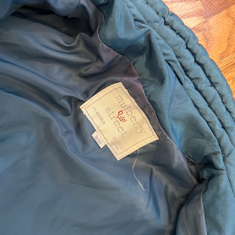 Vintage Mulberry Street Teal Puffer Coat - Retro 80s Puff Sleeve Maxi Jacket M/L - Picture 8 of 10